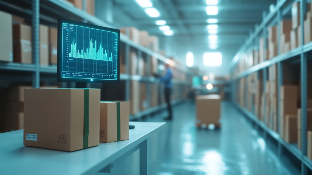 Almacén con cajas de envíos para declaración de envases RD 1055/2022